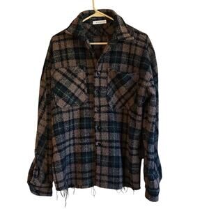 MNML mens oversize plaid warm loose knit jacket size small